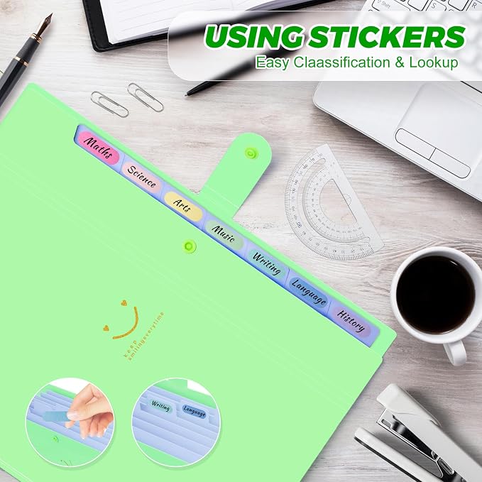 Expanding File Folder, 8 Pockets Accordion File Organizer, A4 Letter Size Paper - Image 4