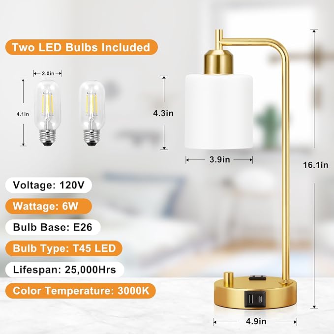 Innqoo Industrial Table Lamps for Bedroom Set of 2 - Image 7