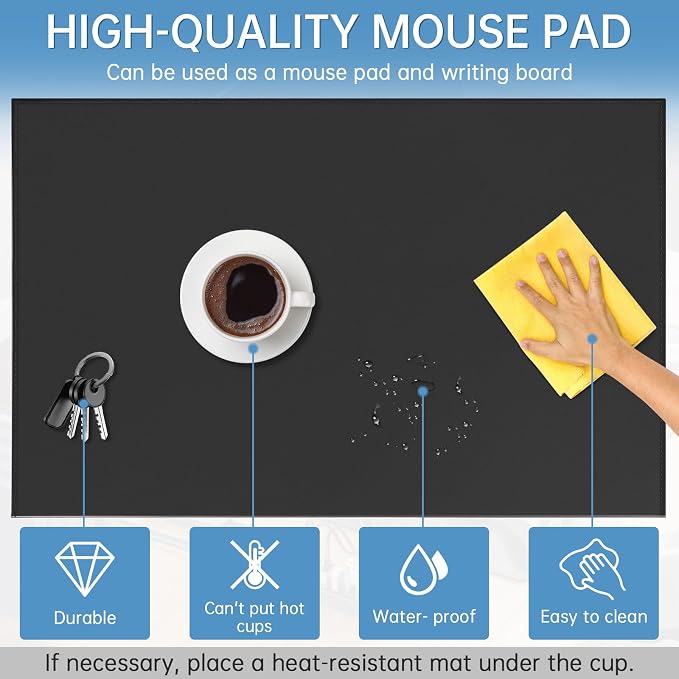 AKOZLIN 35.4"x22.8" Soft PU Leather Surface Office Desk Mouse Mat Pad - Image 4