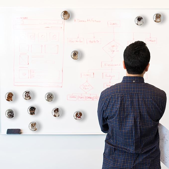 12Pcs Glass Refrigerator Magnet Fridge Sticker,Dog Fridge Magnets Decoration for Crafts,Strong Fridge Magnets for Kitchen, School,Office Whiteboard, Cabinet and Dishwasher-DeskLoop Office