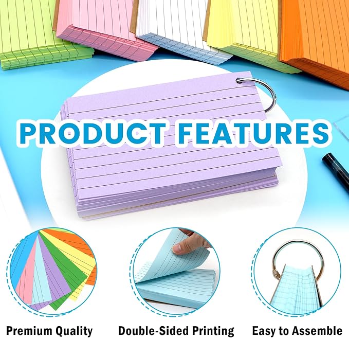 1000 PCS Index Cards 3x5 Inches Colored Flash Cards - Image 3