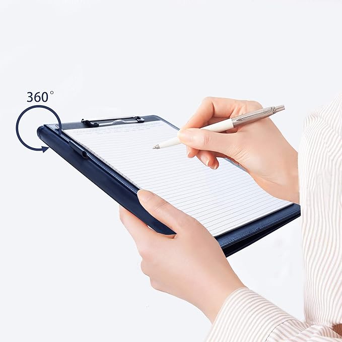 Padfolio Clipboard Folder Portfolio, Mymazn Faux Leather Folder Storage Clipboard with Cover for 8.5 x 11 Legal Pad A4 Refillable Folio Conference Writing Notepad (Blue)-DeskLoop Office