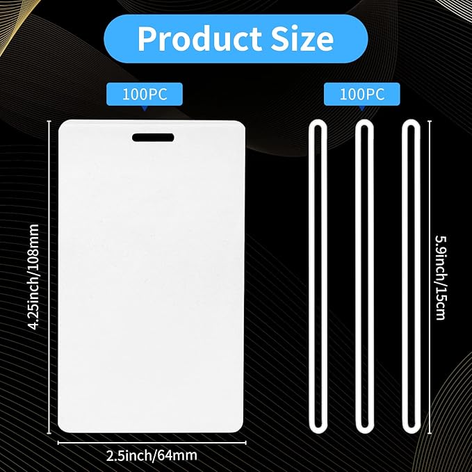 100 Pack 5 Mil Laminating Pouch with Clear Loop 2 1/2" x 4 1/4" Luggage Tag Laminating Pouches with Slot Hole Thermal Laminate Pouch Tags Kit Resealable for Work Permits Pass Cards Student ID Cards