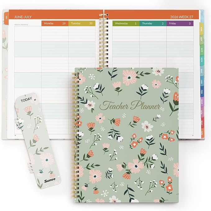 SUNEE Teacher Planner 2026-2027 Academic Year, 7 Periods Lesson Plan Book Jul by SUNEE