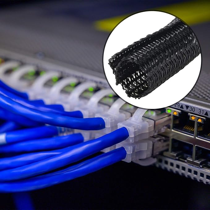 Boao 3 Pieces Cord Protector Wire Loom Black Tubing Cable Sleeve Split Sleeving - Image 5