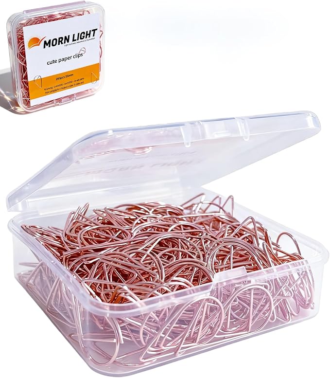 200 Pcs Rose Gold Teardrop Paper Clips Bulk, Stainless Steel Rust-Resistant by MORNLIGHT