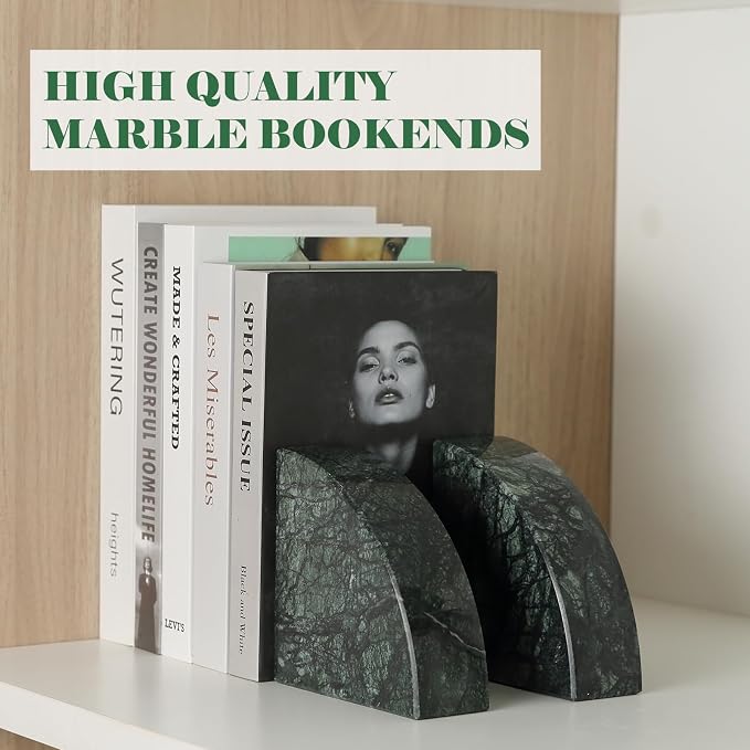 Karibiber Marble Bookend for Shelves, Non-Skid Bookends for Heavy Books - Image 4