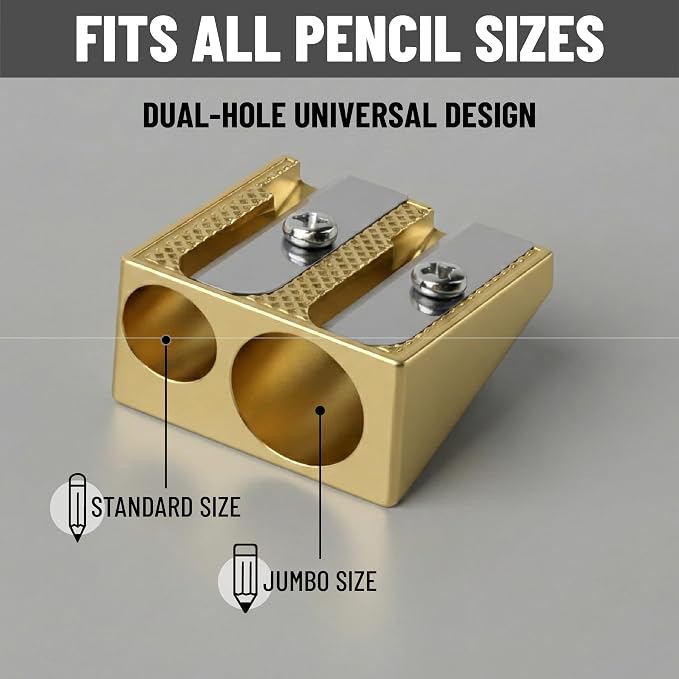 Mr. Pen- Handheld Metal Pencil Sharpener, 6 Pack | 2-Hole Dual Size - Image 2