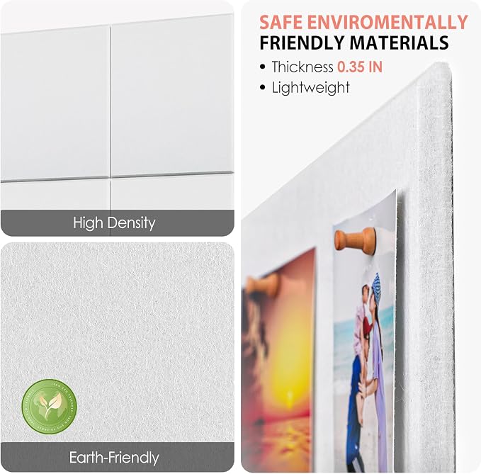 MaxGear Felt Bulletin Board 48" x 36", 12 Pack 11.8" x 11.8" Wall Panels - Image 2