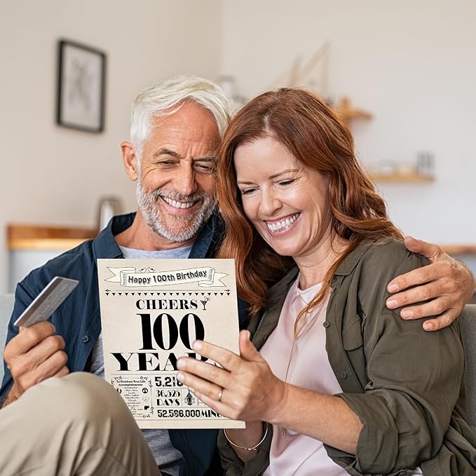 100th Birthday Card, 100th Birthday Decorations for Men Women, 100th Birthday Gifts for Grandma Grandpa, Back in 1925 Birthday Card