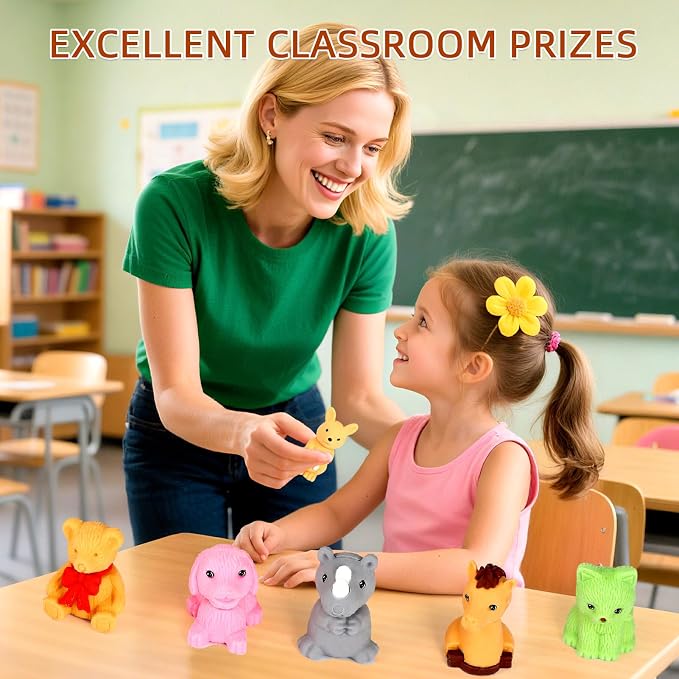 URSKYTOUS 90Pcs Animal Erasers Bulk Cute Desk Pets Kids Puzzle Erasers Take - Image 8