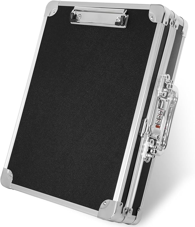 Aluminum Briefcase, Key Lock Clipboard Storage Box, Lockable Storage Case by LASUK