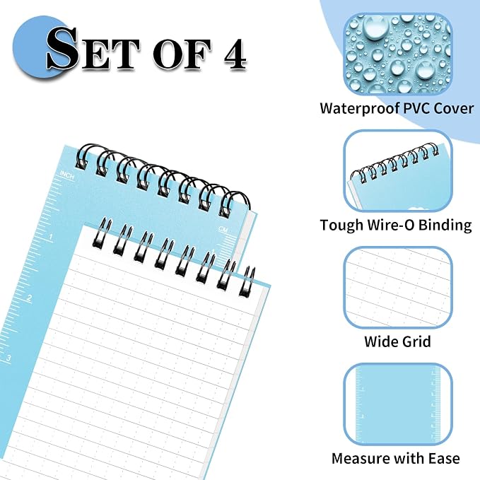 COIDEA Waterproof Notebook, 4 Pack Top-Spiral Pocket Notepad, All Weather - Image 2