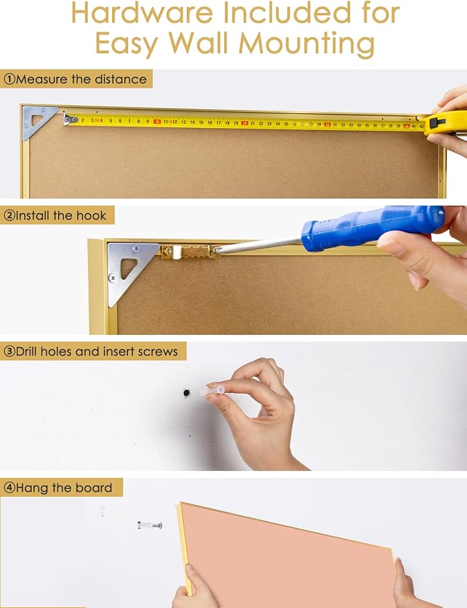 Bulletin Board 30 x 20 inches, Aluminum Framed Fabric Cork Board - Image 7