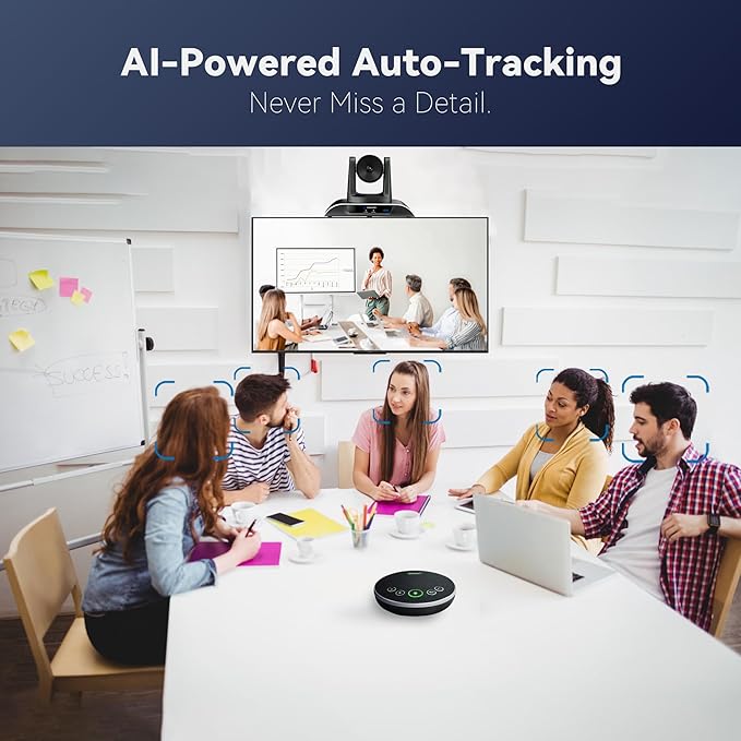 4K Conference Room Camera System, AI Auto-Tracking PTZ Camera 5X Digital Zoom with Speakerphone Set 120° Wide-Angle USB3.0 for Zoom YouTube Teams OBS and More-DeskLoop Office