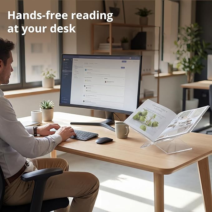 Acrylic Desktop Book Stand, Magazines & Art Books, 12×7×5 in Slim Transparent - Image 4