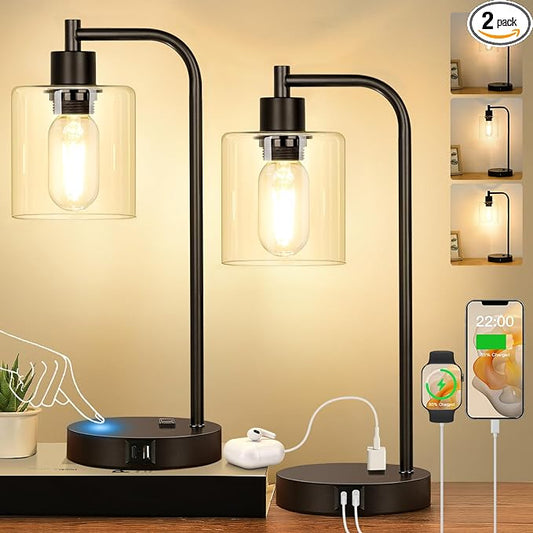 Set of 2 Industrial Touch Control Table Lamps by Nintiue