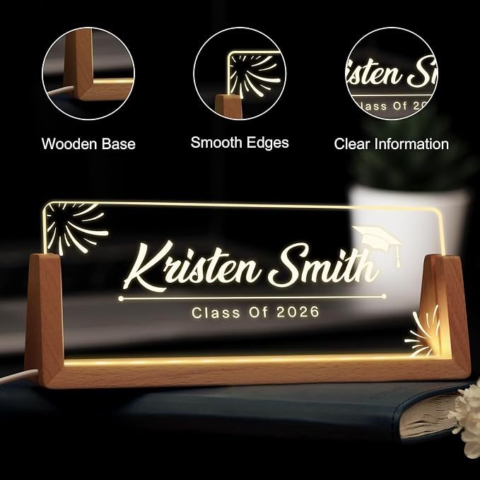 Custom Name Plate for Desk, Personalized Light Up Acrylic Desk Name Plate - Image 5