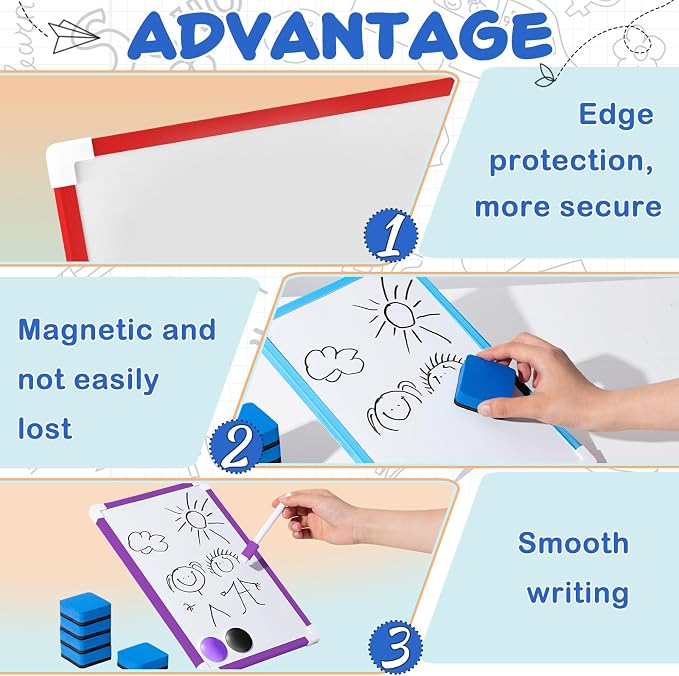 Colarr 6 Set Hanging Magnetic Dry Erase Board Small Double Side White Board - Image 4