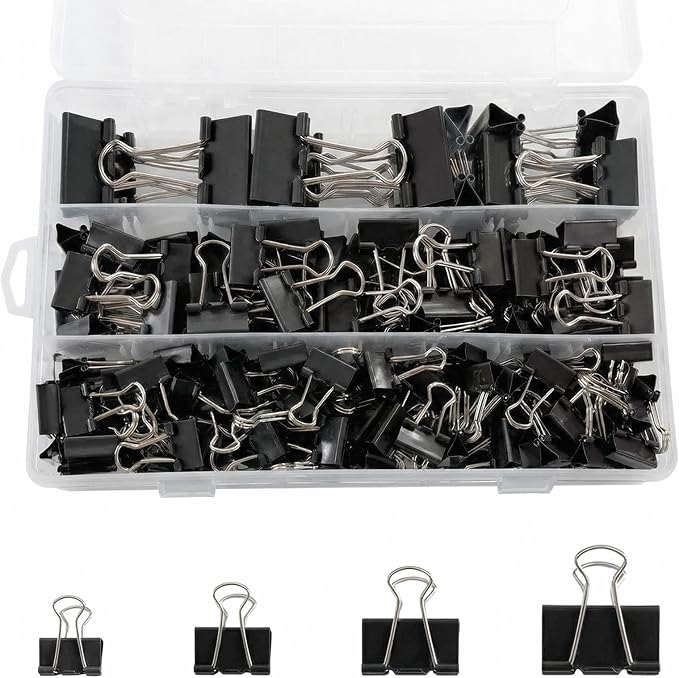 180 Pcs Binder Clips Assorted Sizes, 4 Sizes Cute Binder Clips Large Medium by Unknown
