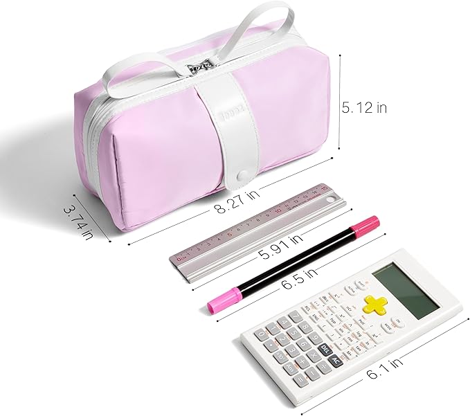 Sooez Big Capacity Pencil Case, Extra Large Pencil Pouch with Zipper Pocket, Wide Opening Pencil Bag, Portable Stationery Organizer, Cute Aesthetic School Office Supplies for Teens Girls Adults, Pink-DeskLoop Office