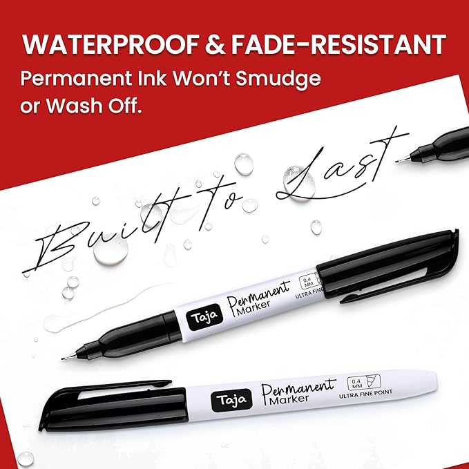 Permanent Markers Ultra Fine Tip, 30 Pack Black Quick-Drying and Fade-Resistant Permanent Markers Bulk Set for Writing and Drawing on Wood, Plastic, Metal, Glass, Ideal for Office School Supplies