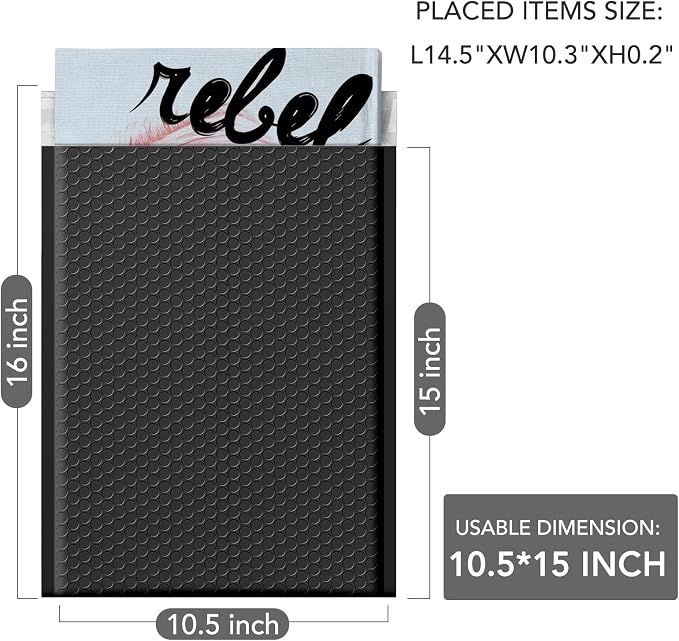 GSSUSA Black Bubble Mailers 10.5x16 Padded Envelopes, 1 Pallet Pack of 3750 - Image 2