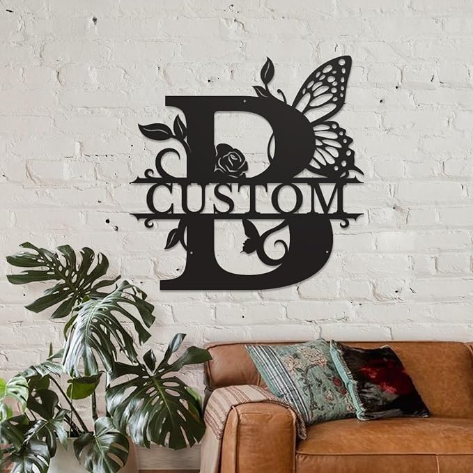 Personalized Custom Letter Name metal Signs, Custom Black Letter Monogram Wall - Image 3