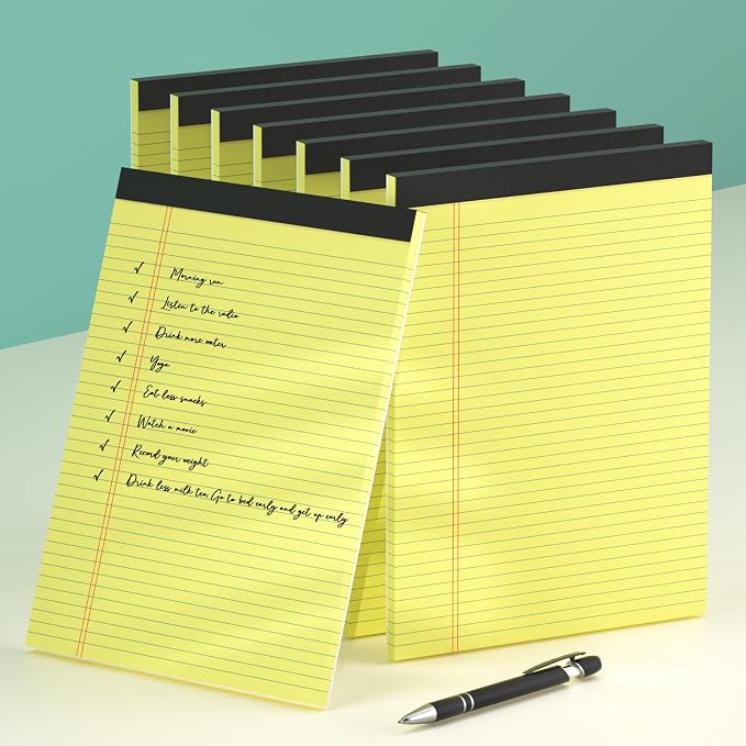 8 Pack Yellow Legal Pads 8.5 x 11 Yellow Notepads 30 Sheets/60 Pages Narrow - Image 7