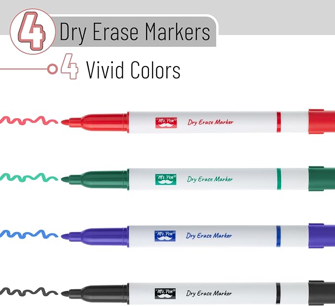 Mr. Pen- Dry Erase Markers, 4 Pack, Fine Tip | Dry Erase Whiteboard Markers - Image 2