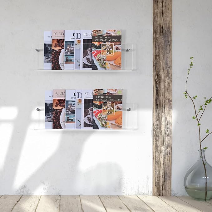 2 Pack 24 Inch Clear Acrylic Magazine Holder, Floating Brochure Display - Image 7