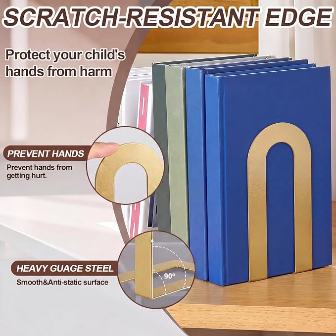 Chunful 6 Pcs Modern Metal Book Ends - Image 6