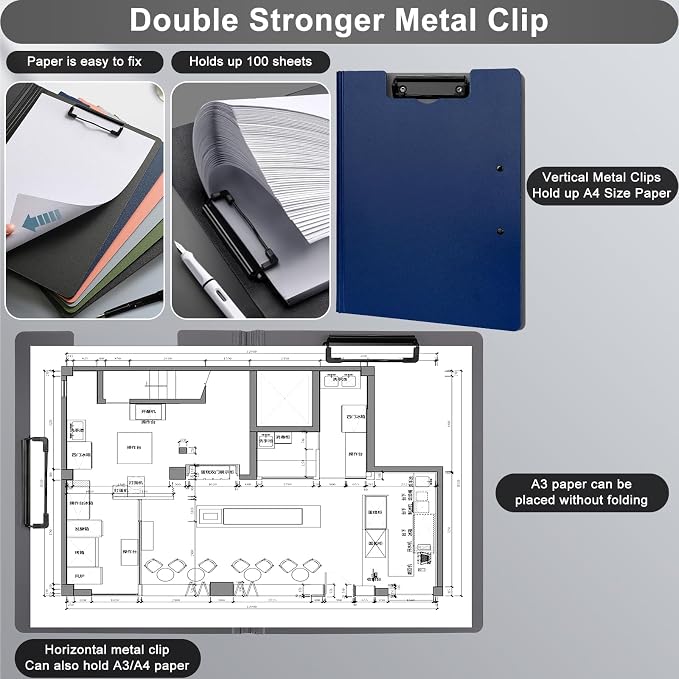 SFLHHDM 2 PCS Clipboards Foldable, Folding 360°Cover Folder Clipboard, Plastic - Image 2
