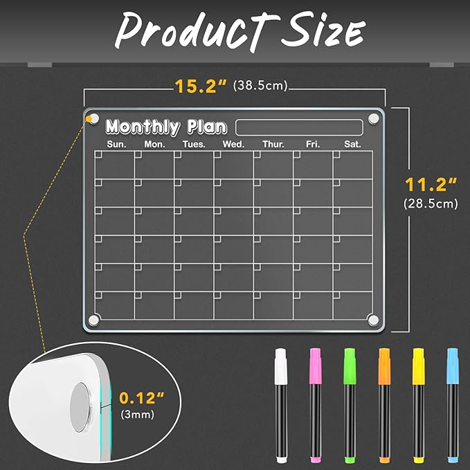 DIYMAG Magnetic Calendar for Refrigerator 3 PCS Dry Erase Whiteboard - Image 2