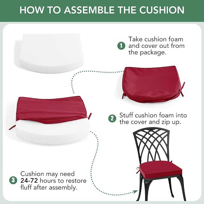 Outdoor Chair Cushions Set of 4: Waterproof & Fade Resistant Patio Furniture - Image 8