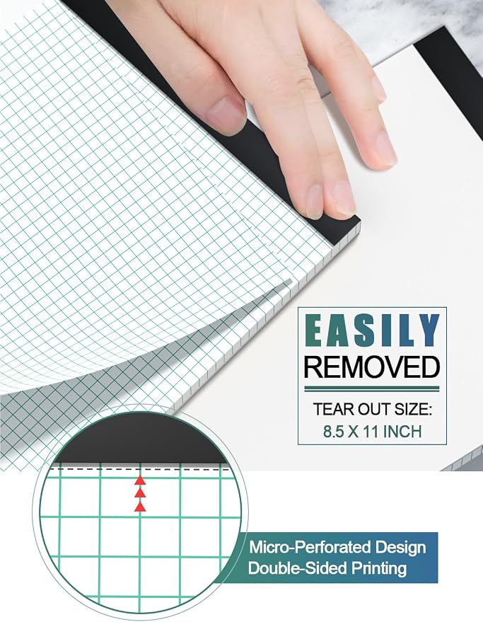 Graph Paper Pads 8.5 x 11, 4x4 Graph Ruled, 2 Pack 1/4 Graph Paper Notebooks - Image 3