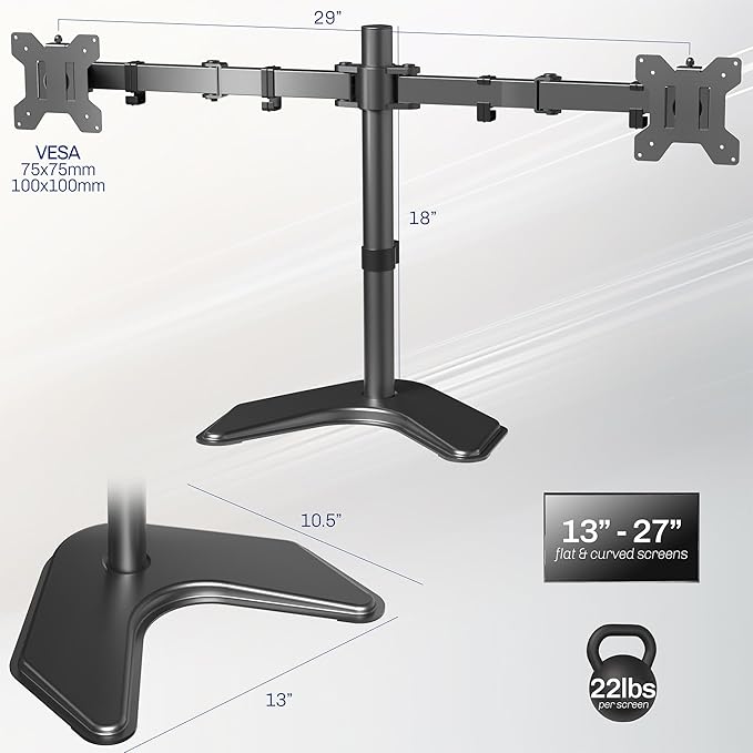 VIVO STAND-V002F Dual LED LCD Monitor Free-Standing Desk Stand - Image 3