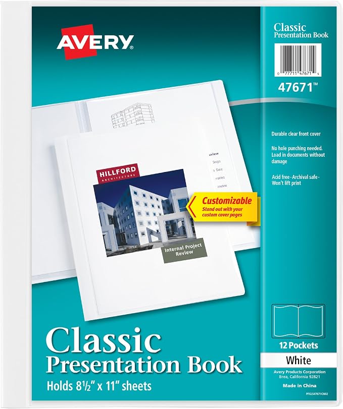 Avery Classic Presentation Book, 12 Non-stick Pages, 1 White Book by Avery