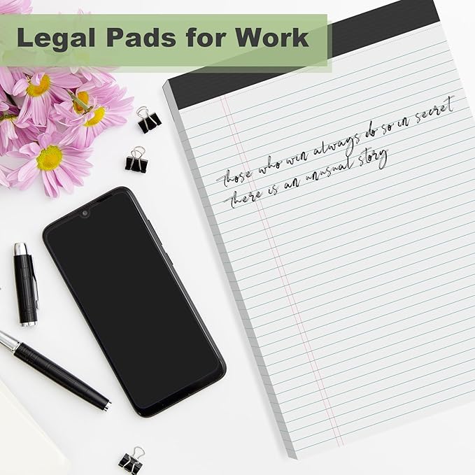 Legal Pads 8.5 x 11 inch Notepad, 2 Pack White Note Pads 8.5'' x 11'' for Work, Double-Side Printed Lined Paper Pads College Ruled White Notepads 30 Sheets Per Writing Pad for School, Home, Office-DeskLoop Office