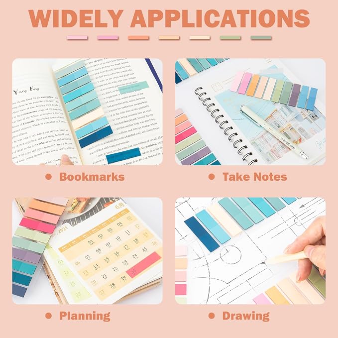 800Pcs Books Tabs for Annotating, Tabs for Notebooks, Sticky Tabs, Morandi Page - Image 6
