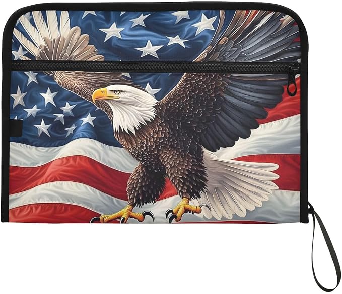 Expanding File Folder Bald Eagle American Flag Old Accordion File Organizer 13 - Image 7