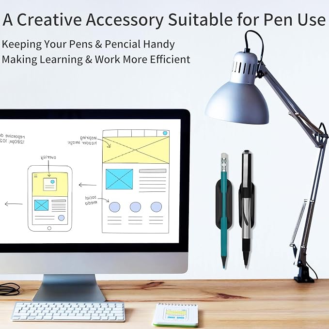 6 Pcs Adhesive Pencil Holders for Desk, Pen Organizer for Office Home | - Image 4