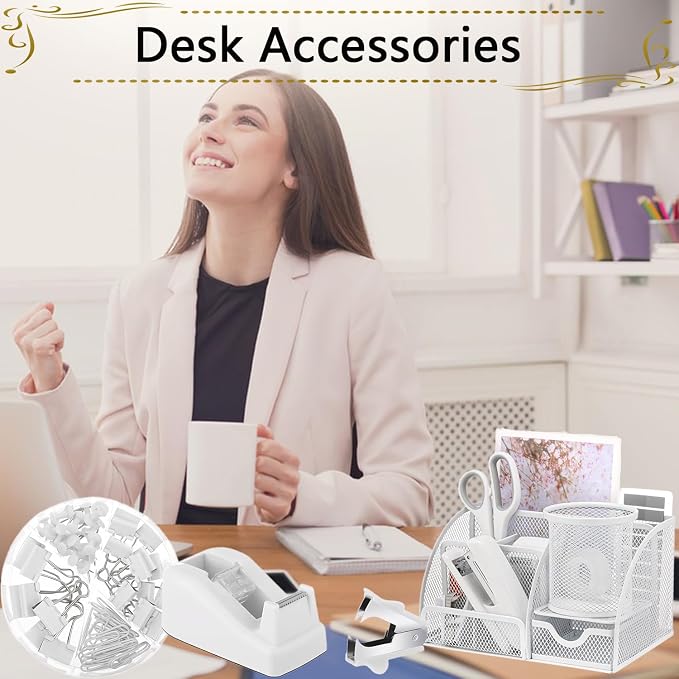 Office Supplies, Desk Accessories, Stapler and Tape Dispenser Set, 1000 Staples - Image 8