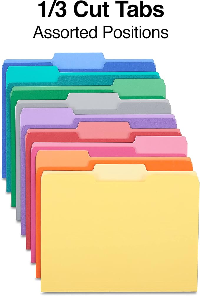 Staples File Folders, Letter Size, 1/3‑Cut Tabs, Durable Paper Stock, 200/Carton - Image 3