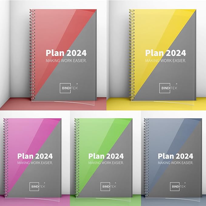 Binditek 50 Pack Plastic Spiral Binding Coils, 12mm(1/2"), 90 Sheet Capacity, 4:1 Pitch, Multi Color (Red, Blue, Yellow, Green, Pink), for Students and Coworkers-DeskLoop Office