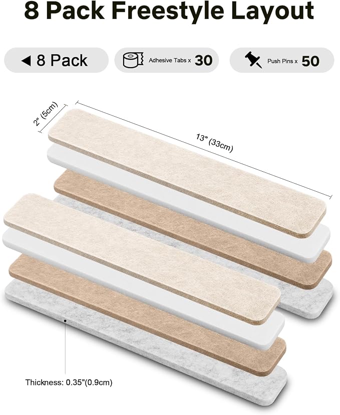 Small Cork Bulletin Board Tiles, Felt Wall Decor and Office Desk Accessories - Image 2