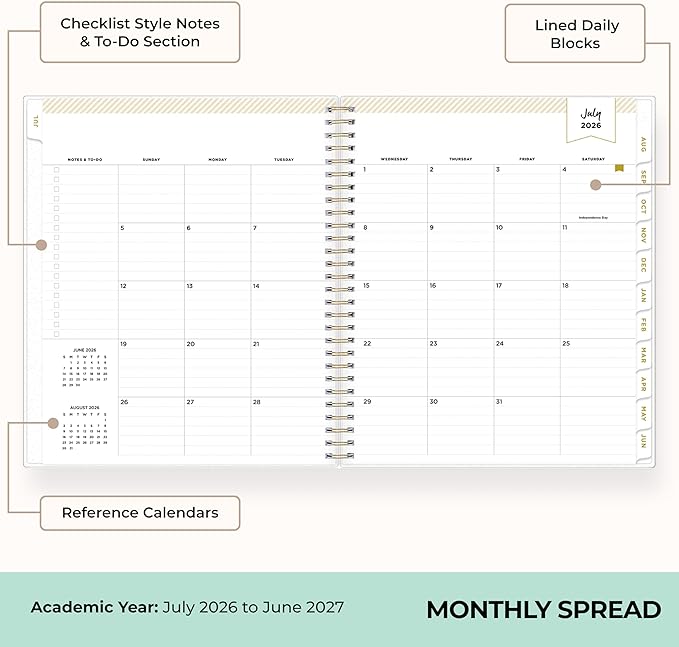 Blue Sky Day Designer 2026-2027 Monthly Academic Year Planner Calendar - Image 3