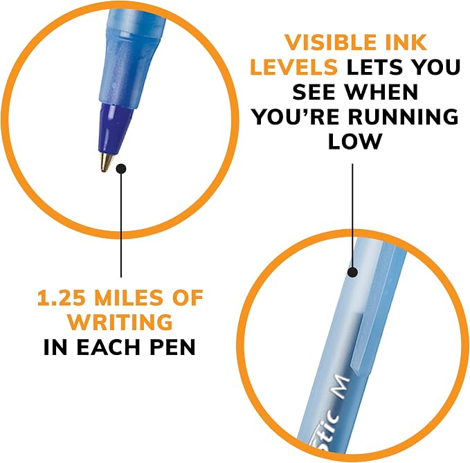 BIC Round Stic Xtra Life Blue Ballpoint Pens, Medium Point, 144-Count Pack of - Image 6