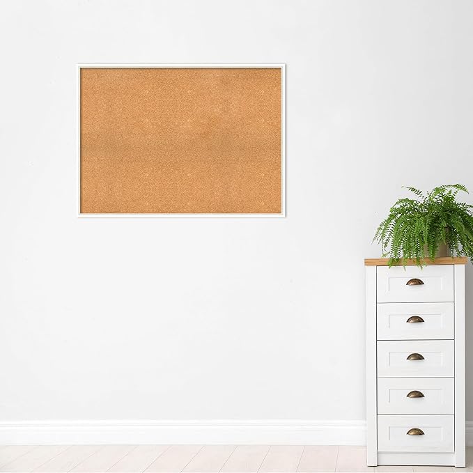 Amanti Art Natural Cork Board for Wall, 33x45 Vision Board with White Frame, Oversize Corkboard Office Decor for Home Organization, Modern Corkboard Pinboard to Display Items for Home Organization in-DeskLoop Office