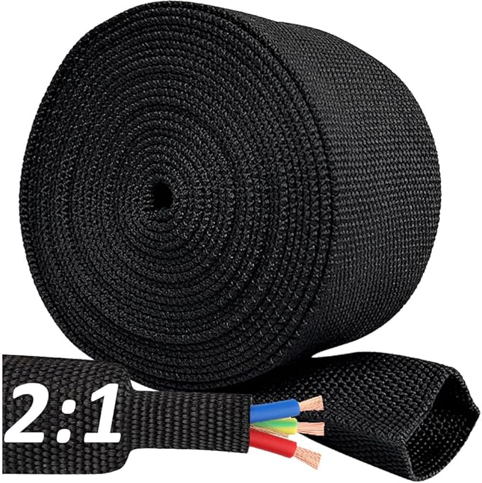 4 FT 4 inch 2:1 Heat Shrinkable Braided Sleeving Heat Shrink Sleeve Abrasion by RockDIG